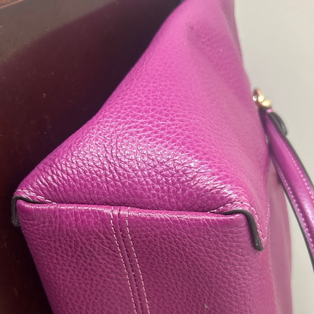 Coach Purple Pebbled Leather Satchel with Gold Hardware - Picture 8 of 11